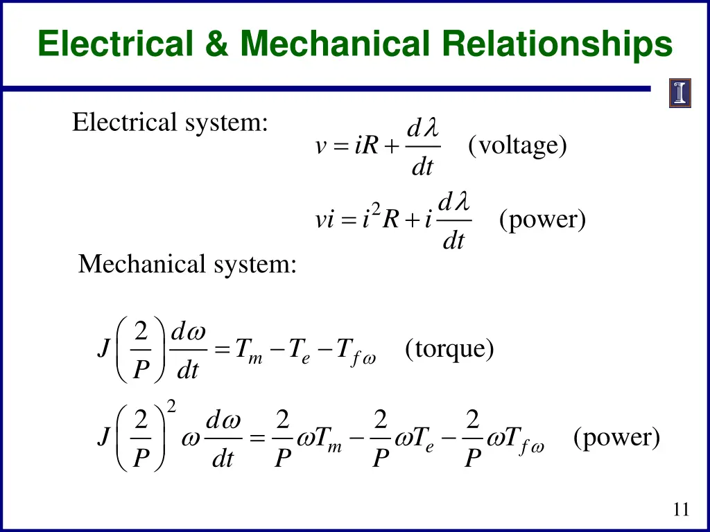 electrical mechanical relationships