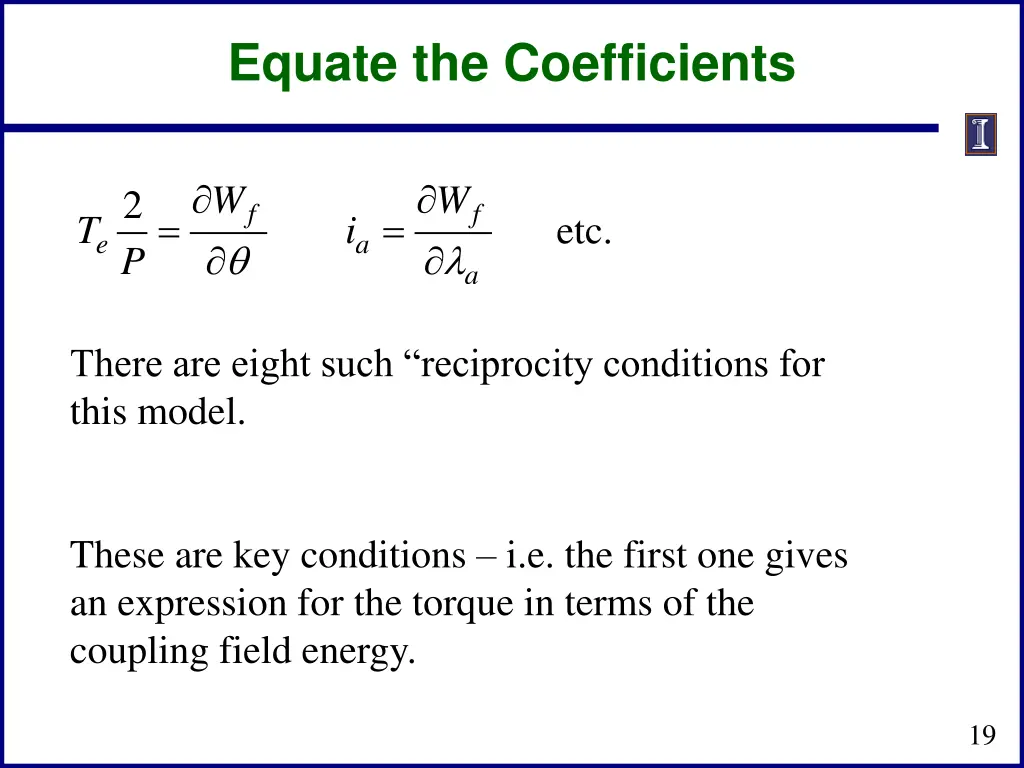 equate the coefficients
