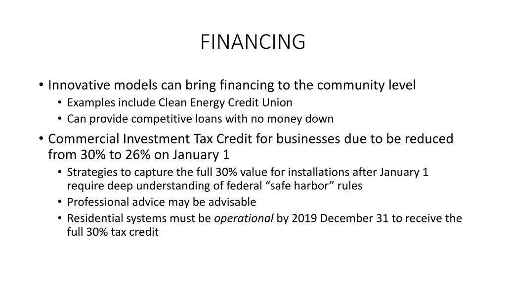 financing