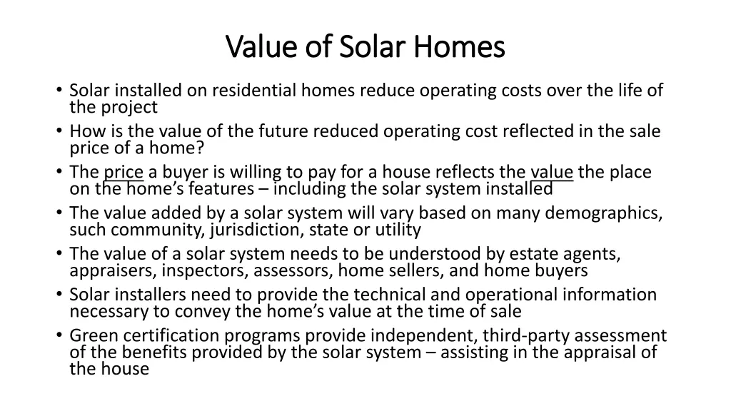 value of solar homes value of solar homes