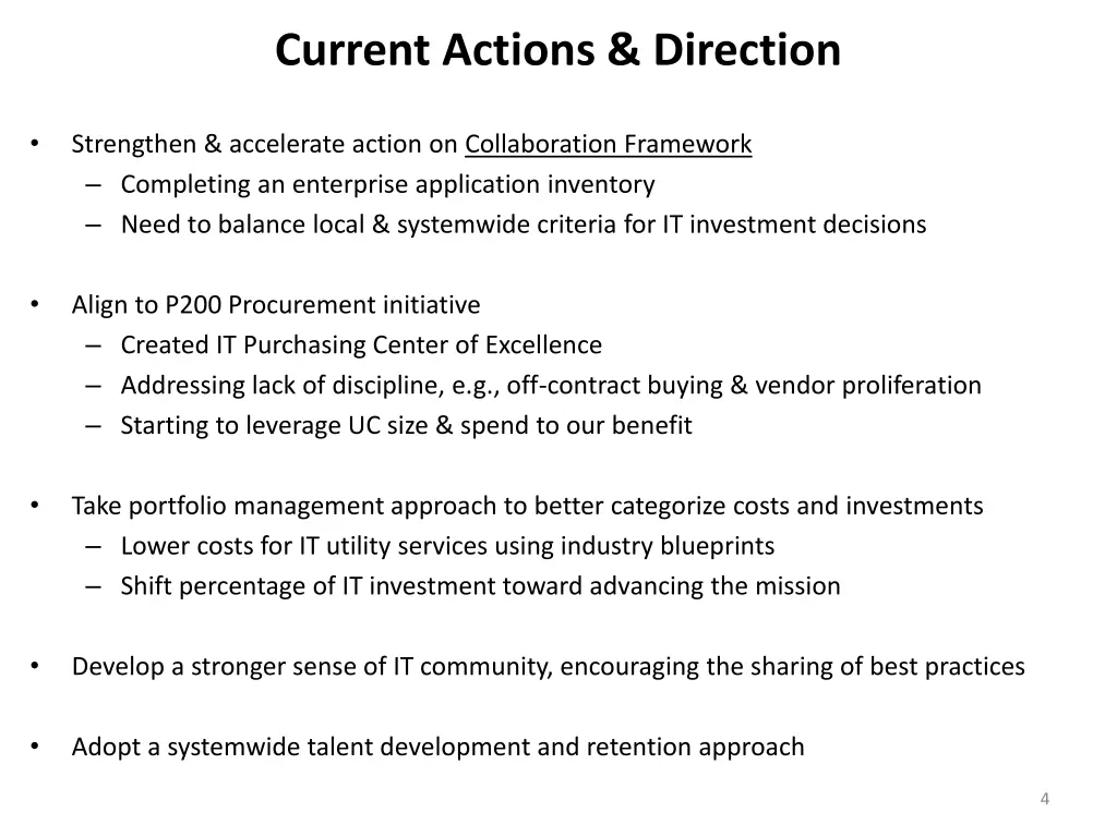 current actions direction