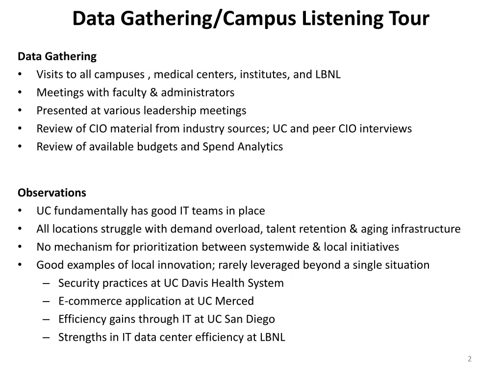 data gathering campus listening tour