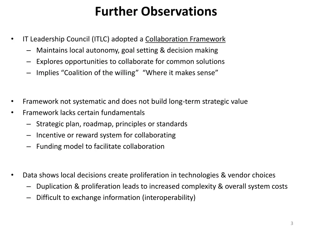 further observations