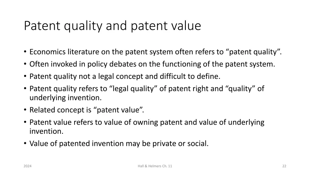 patent quality and patent value