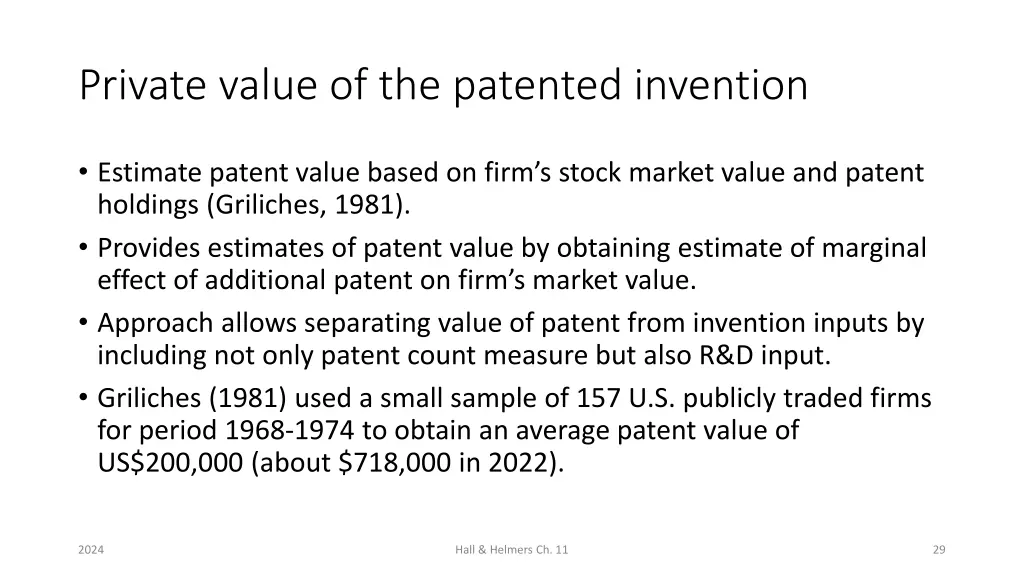private value of the patented invention 2