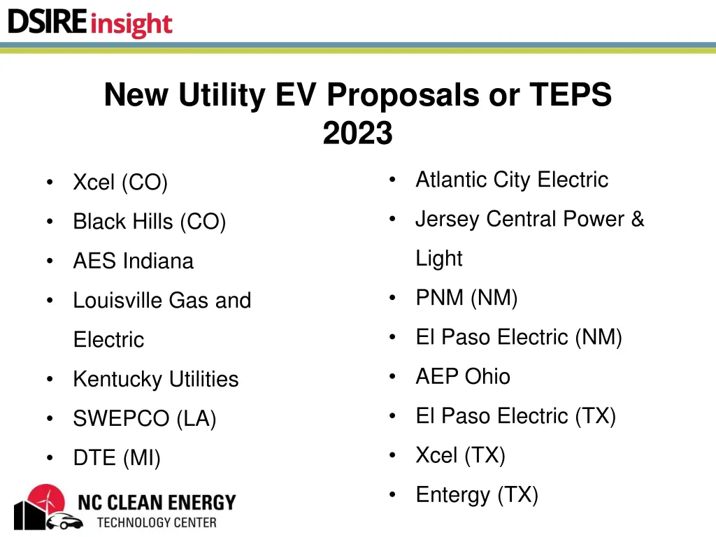 new utility ev proposals or teps 2023