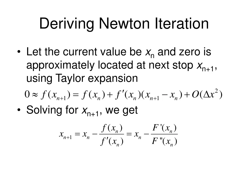 deriving newton iteration