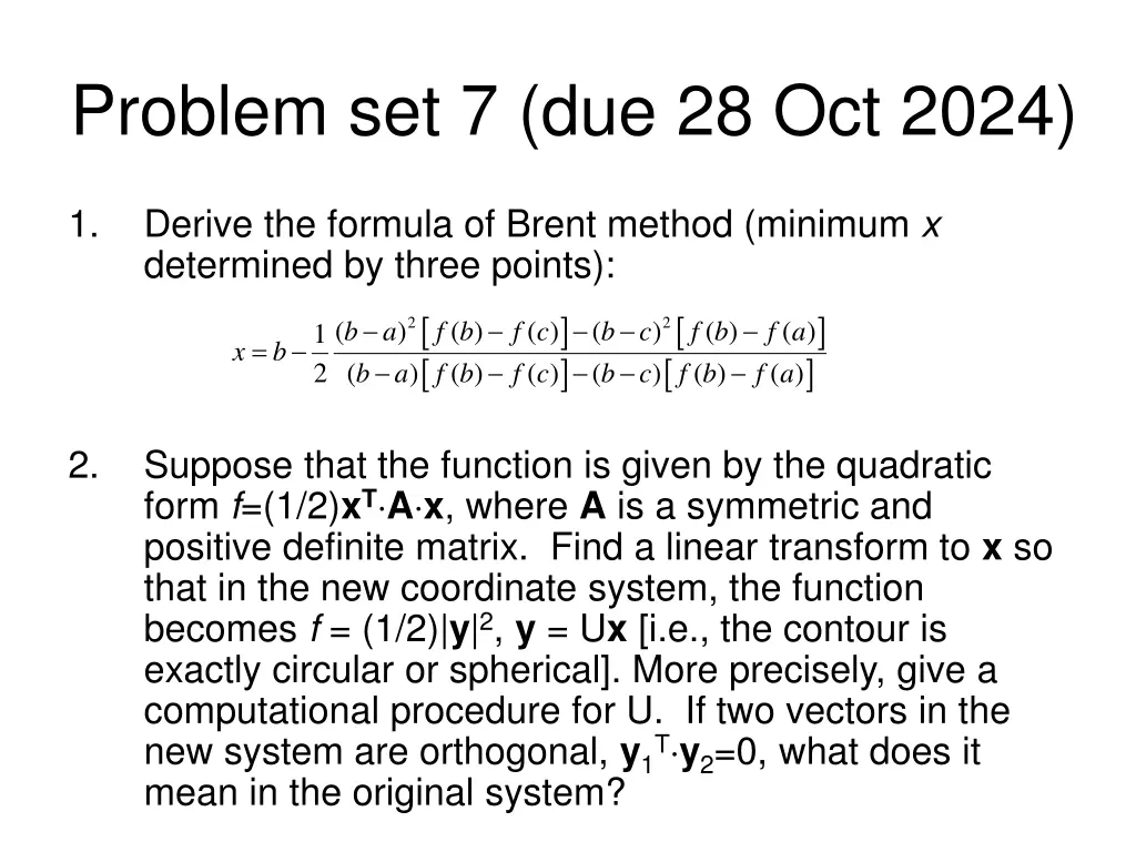 problem set 7 due 28 oct 2024
