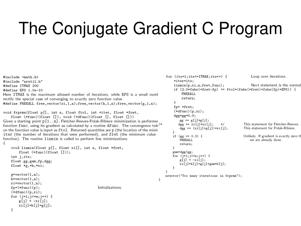 the conjugate gradient c program