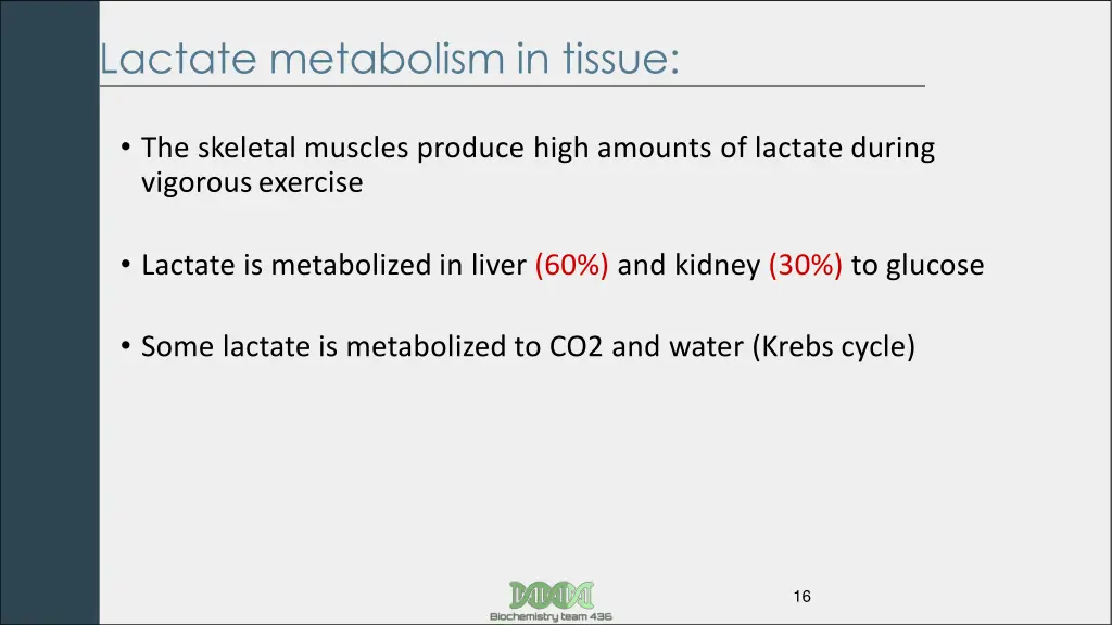 lactate metabolism in tissue 1