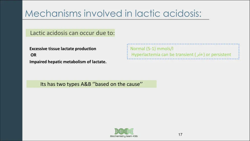 mechanisms involved in lactic acidosis