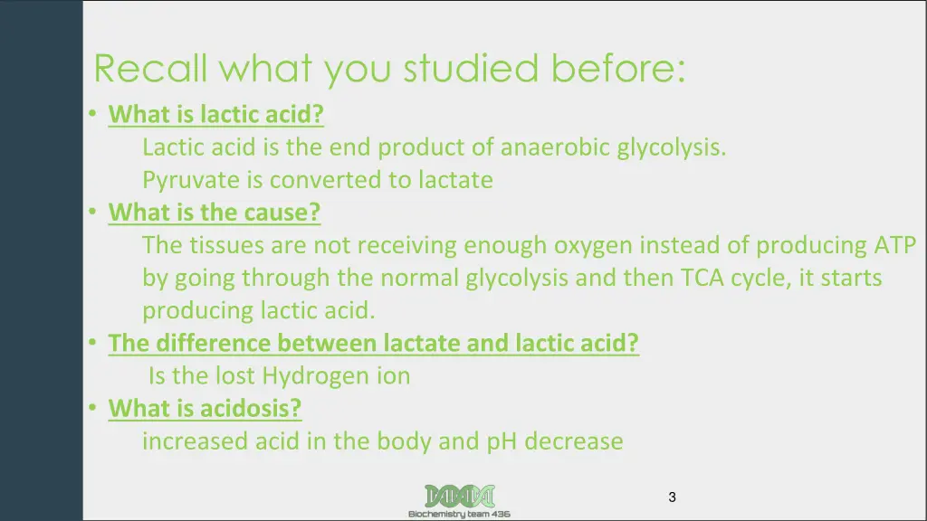 recall what you studied before what is lactic
