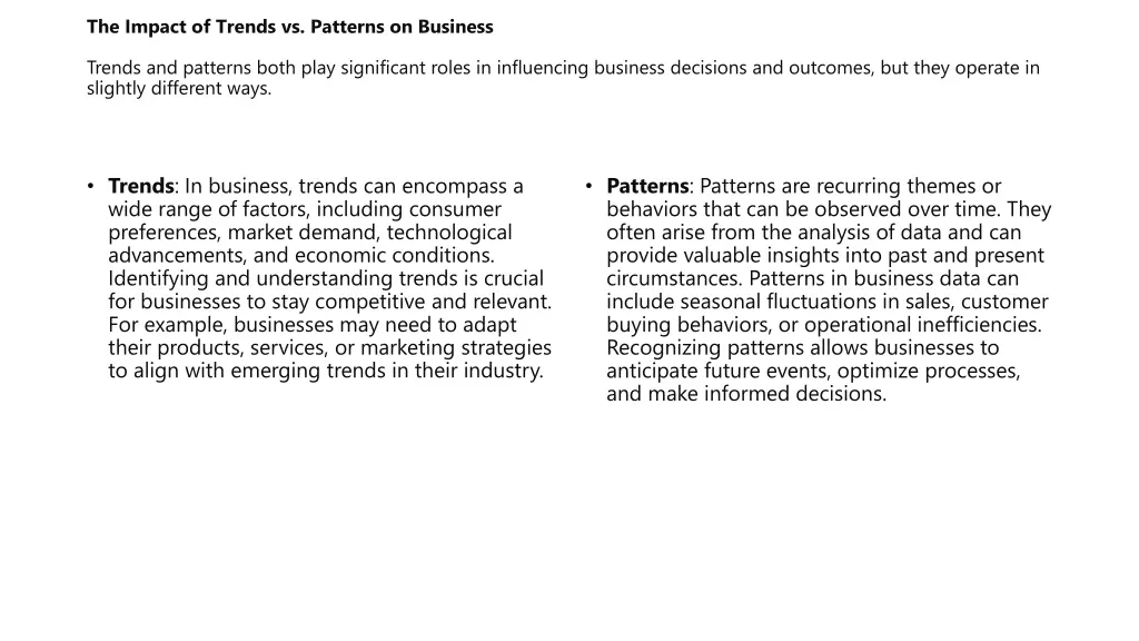the impact of trends vs patterns on business