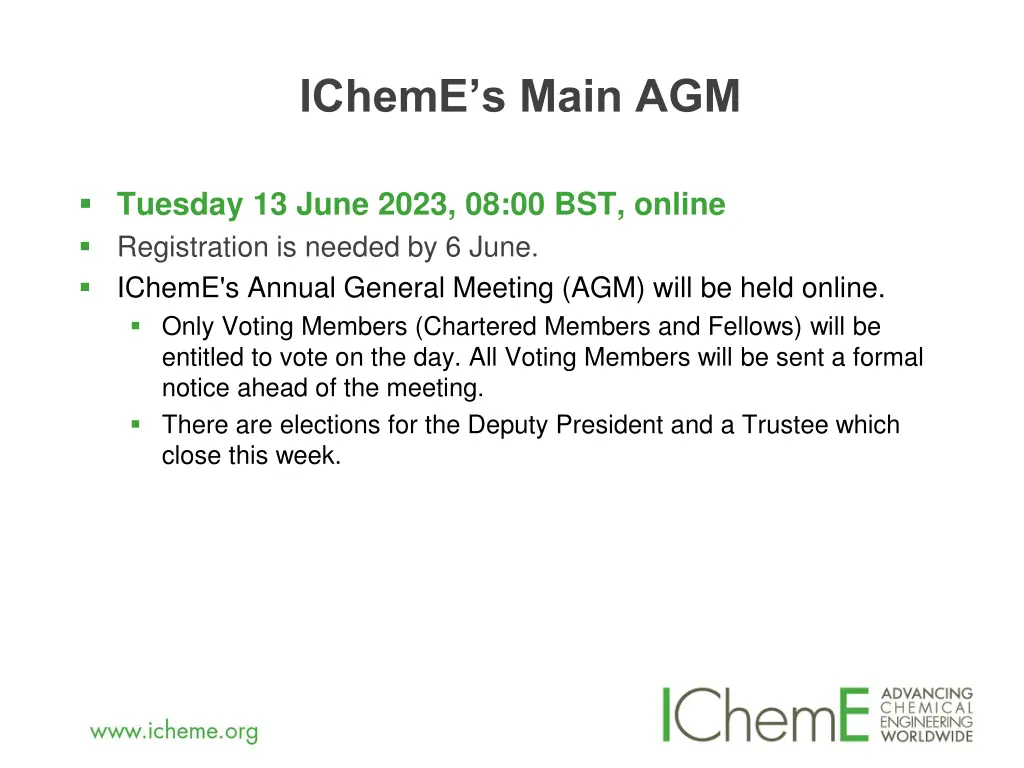 icheme s main agm