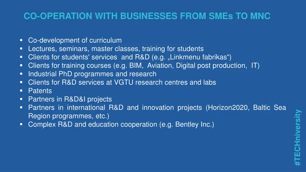 co operation with businesses from smes to mnc