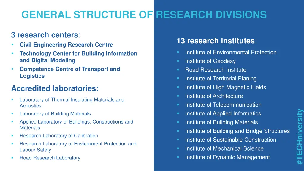 general structure of research divisions