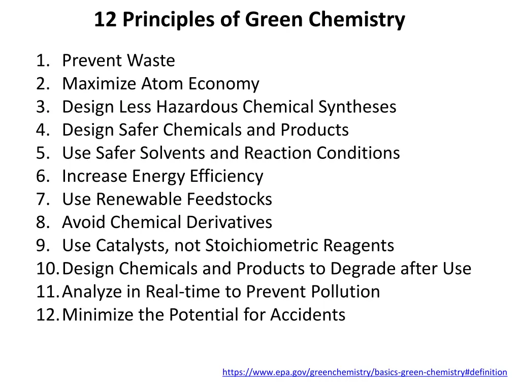 12 principles of green chemistry