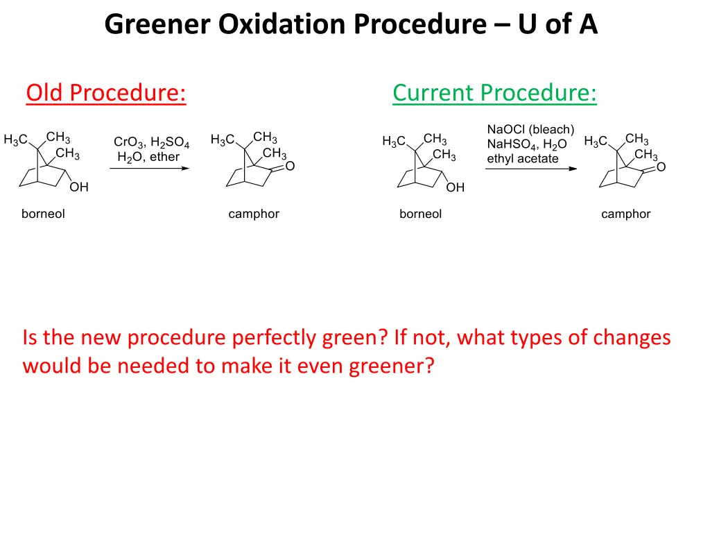 greener oxidation procedure u of a 1