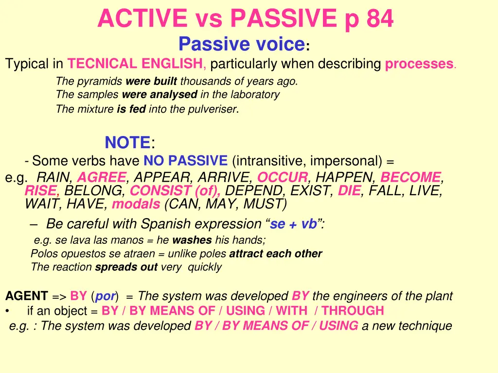 active vs passive p 84 passive voice typical