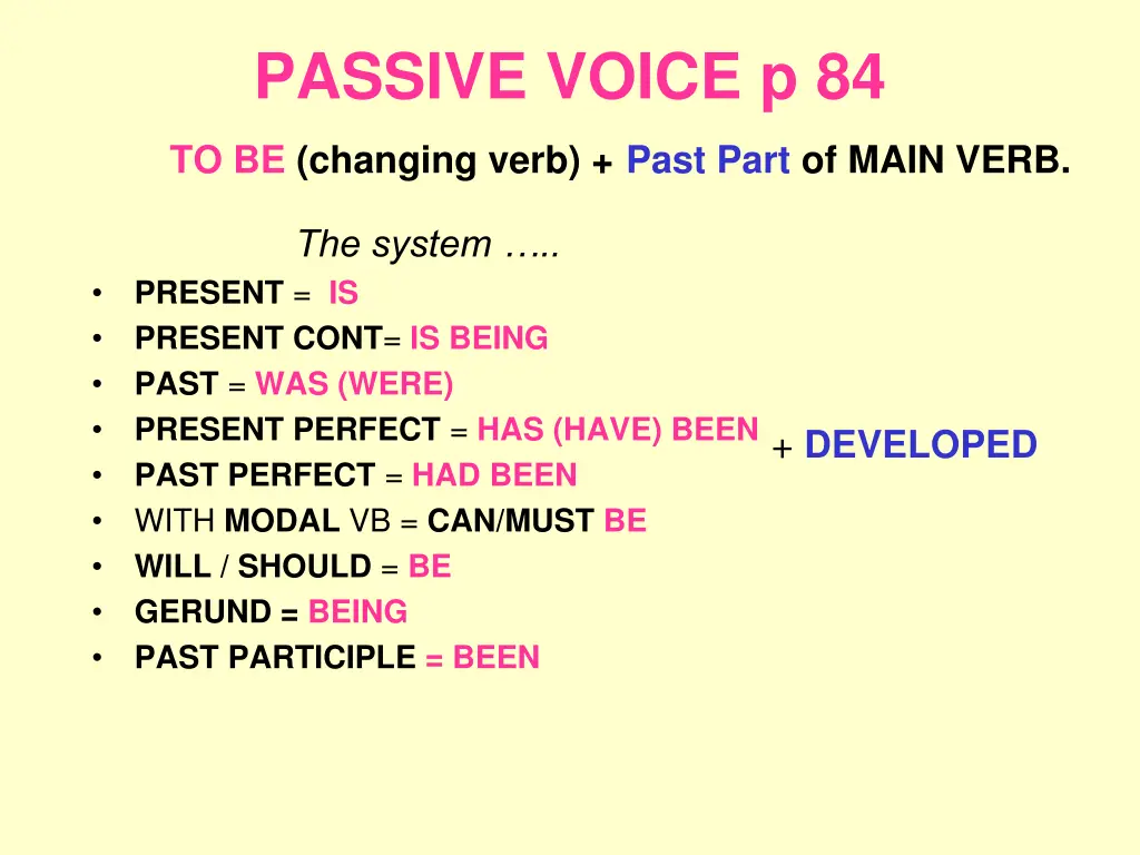 passive voice p 84