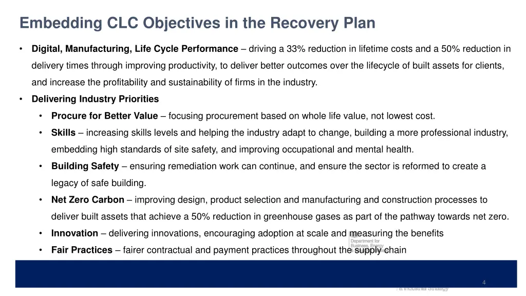 embedding clc objectives in the recovery plan