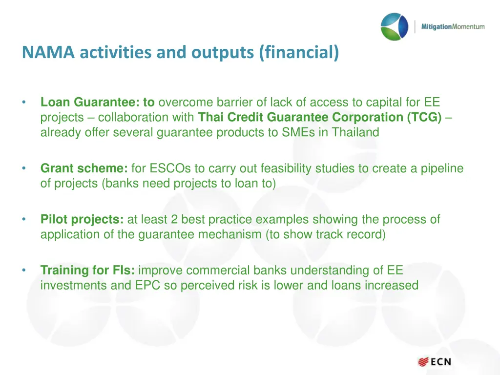 nama activities and outputs financial