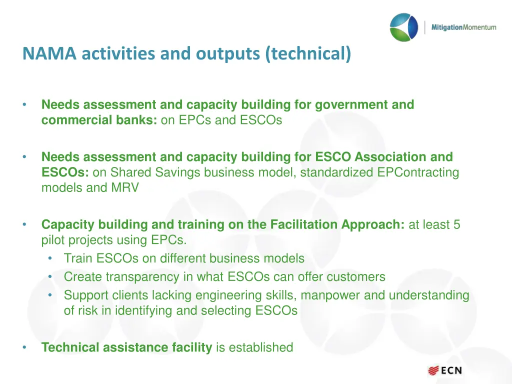nama activities and outputs technical