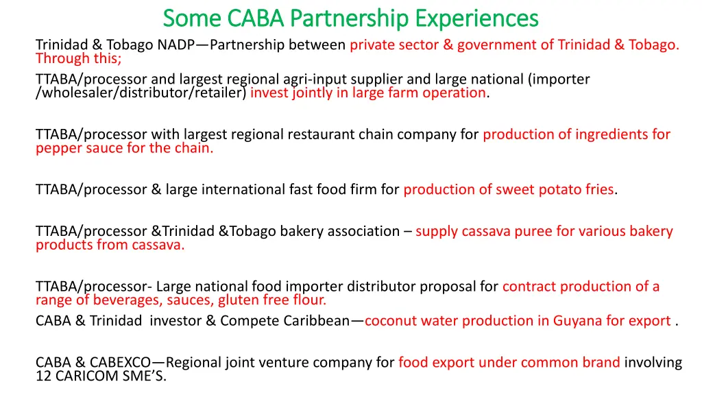 some caba partnership experiences some caba