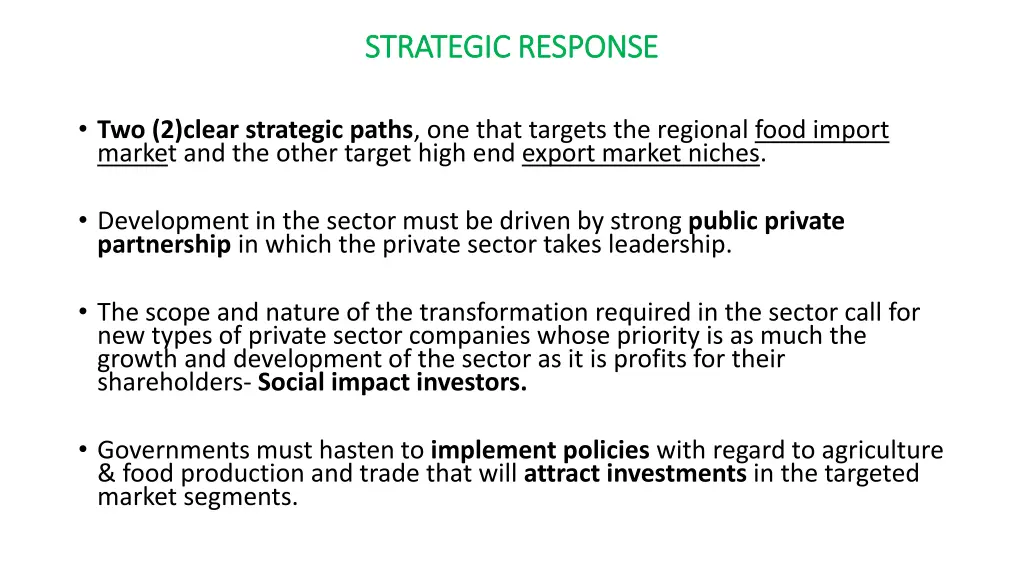 strategic response strategic response