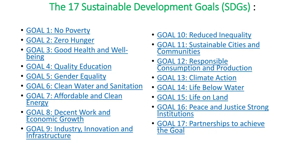 the 17 sustainable development goals sdgs
