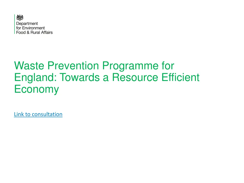 waste prevention programme for england towards