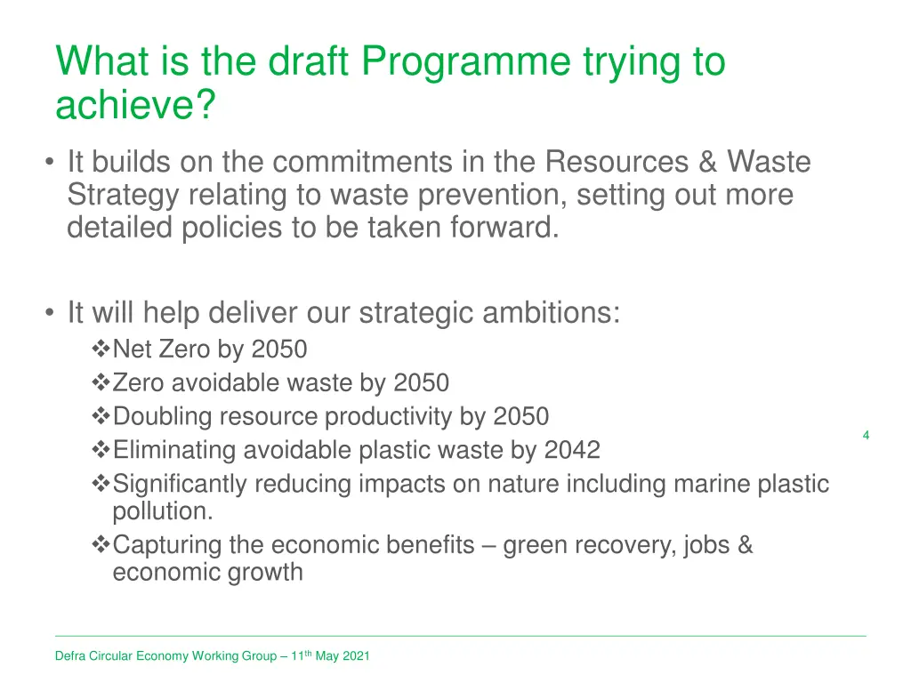 what is the draft programme trying to achieve