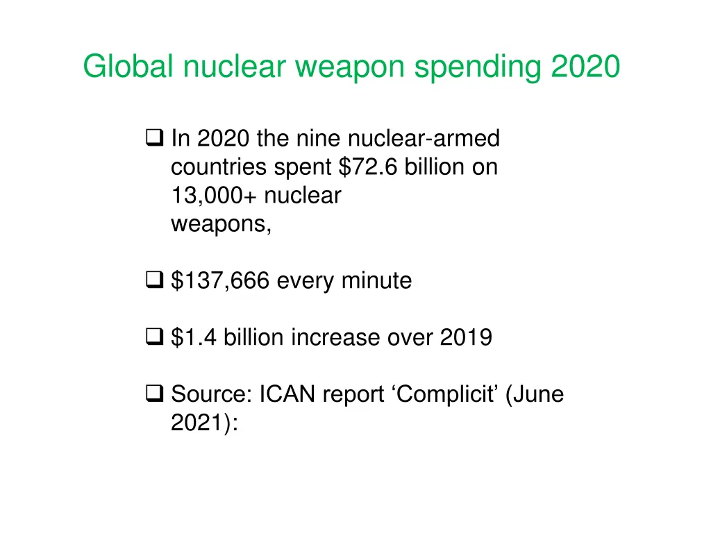 global nuclear weapon spending 2020