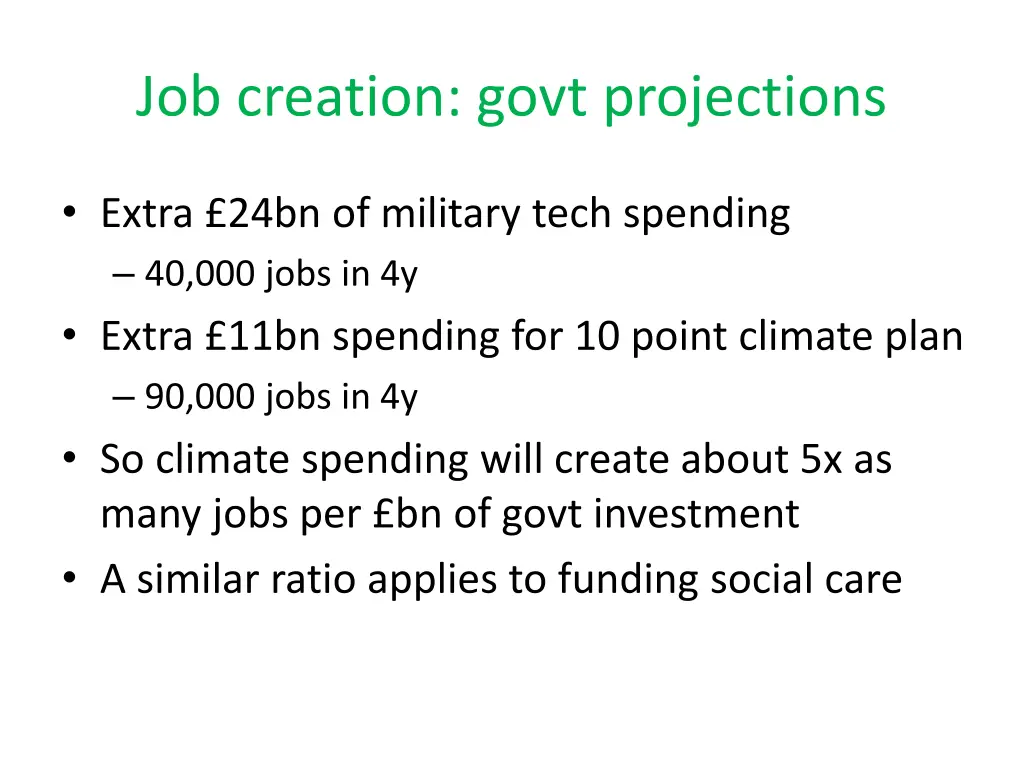job creation govt projections