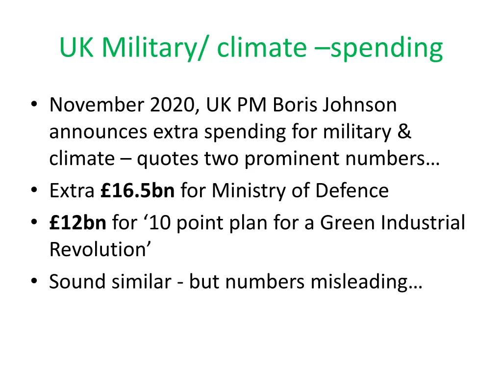 uk military climate spending