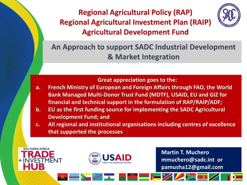 regional agricultural policy rap regional