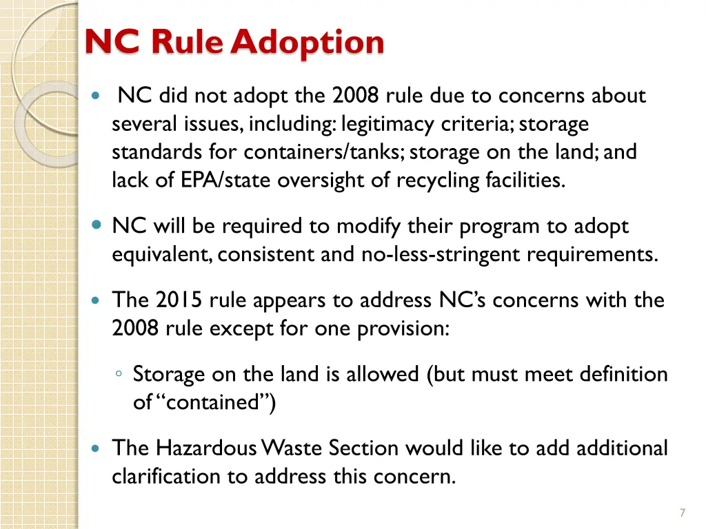 nc rule adoption