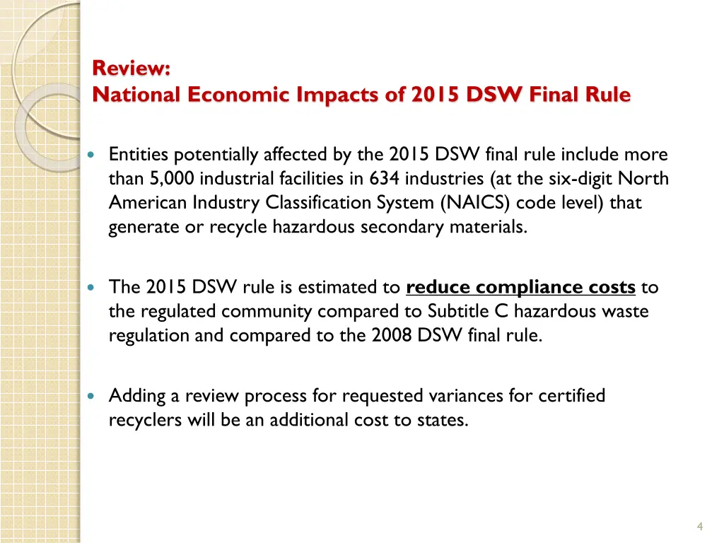 review national economic impacts of 2015