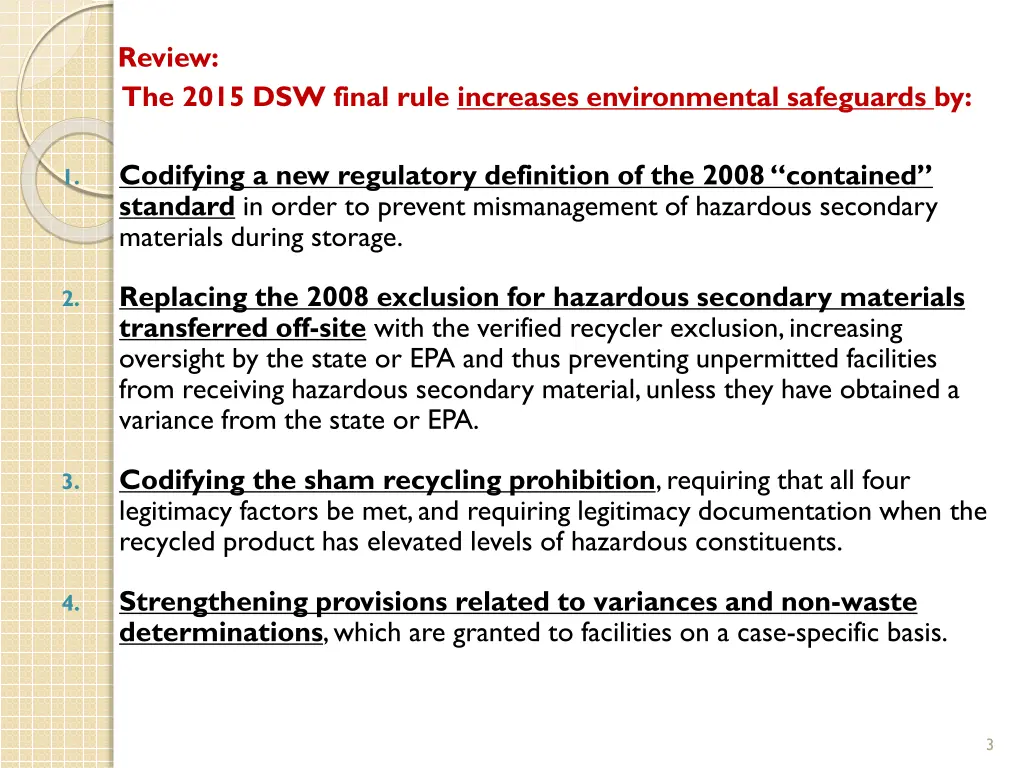 review the 2015 dsw final rule increases