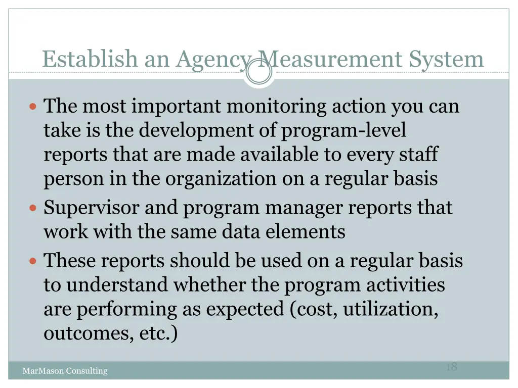 establish an agency measurement system