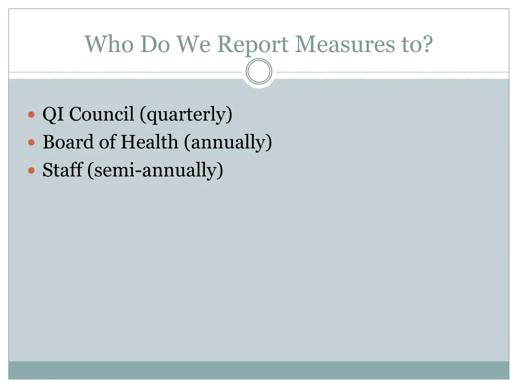 who do we report measures to