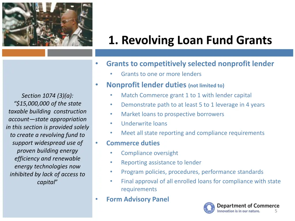 1 revolving loan fund grants