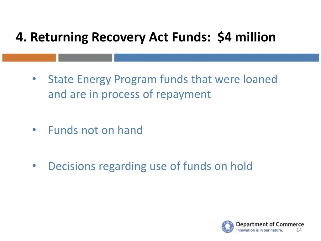 4 returning recovery act funds 4 million