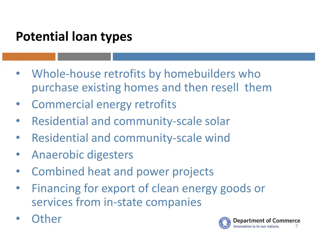 potential loan types