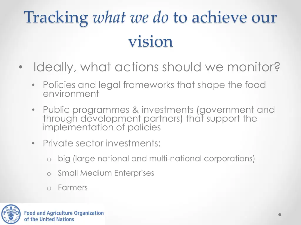 tracking what we do to achieve our vision