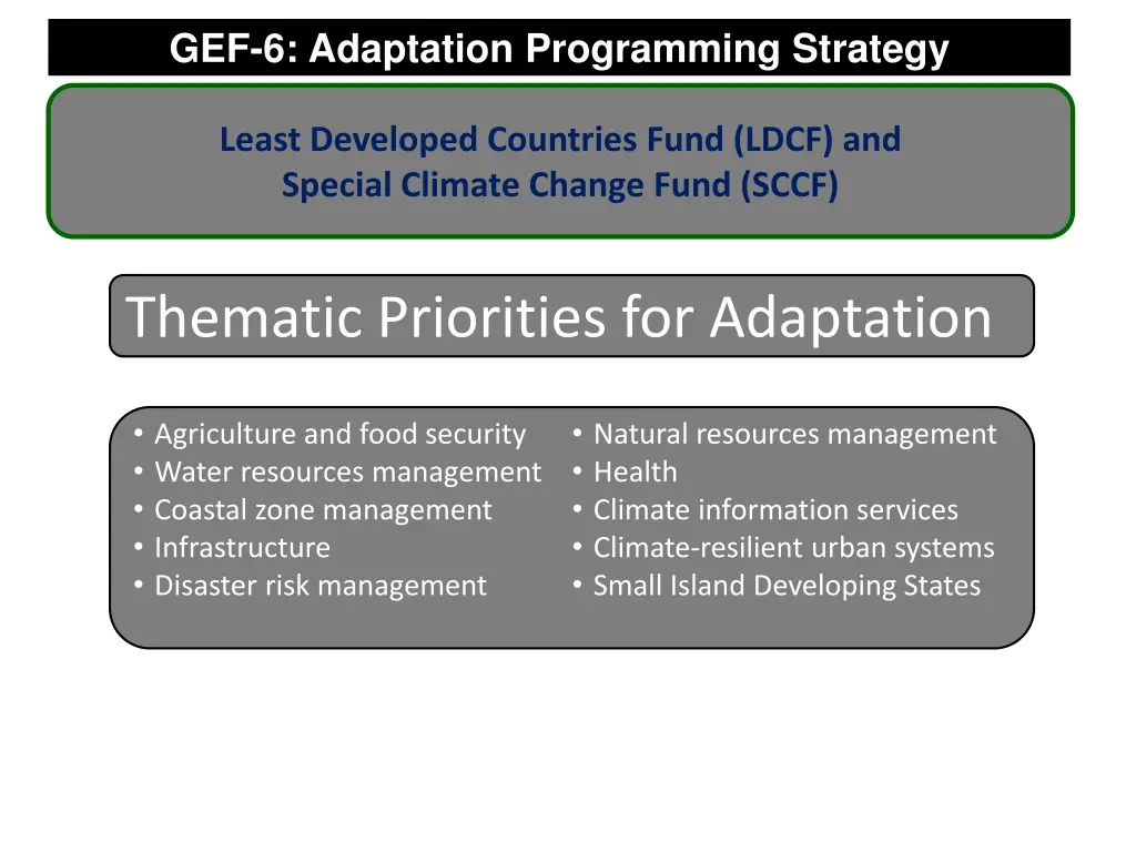 gef 6 adaptation programming strategy