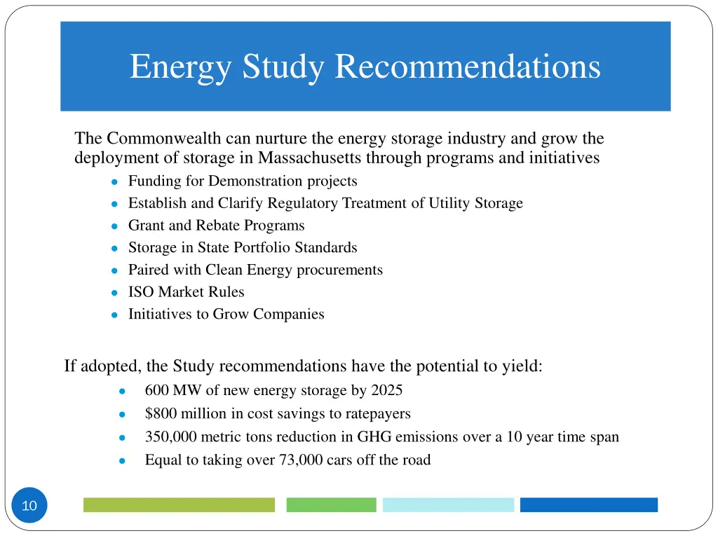 energy study recommendations