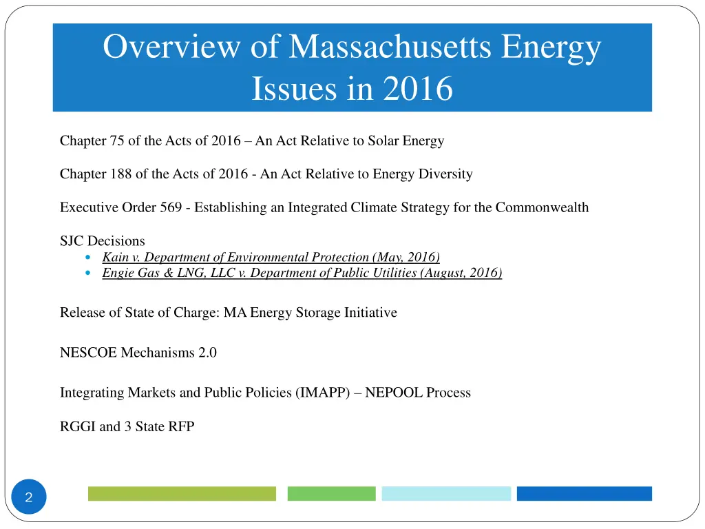 overview of massachusetts energy issues in 2016