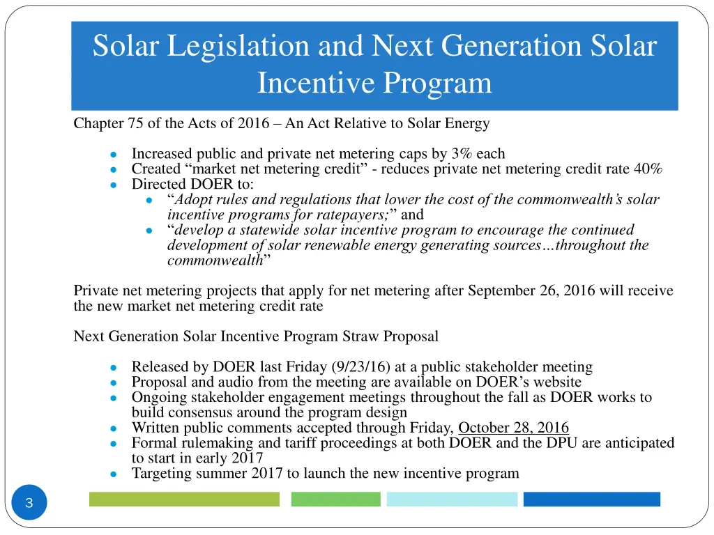 solar legislation and next generation solar