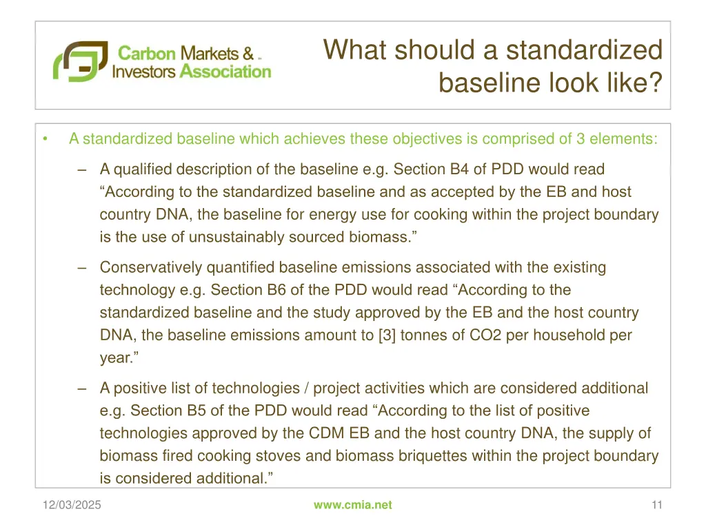 what should a standardized baseline look like